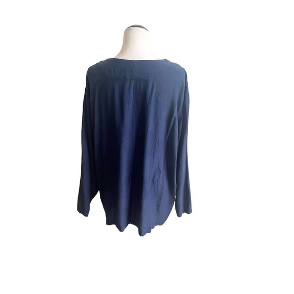 Express Button Front Relaxed Lagenlook Navy Tunic Size Large Minimalist - Picture 2 of 12